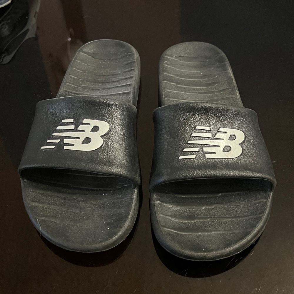 New Balance Black and Gray Slides